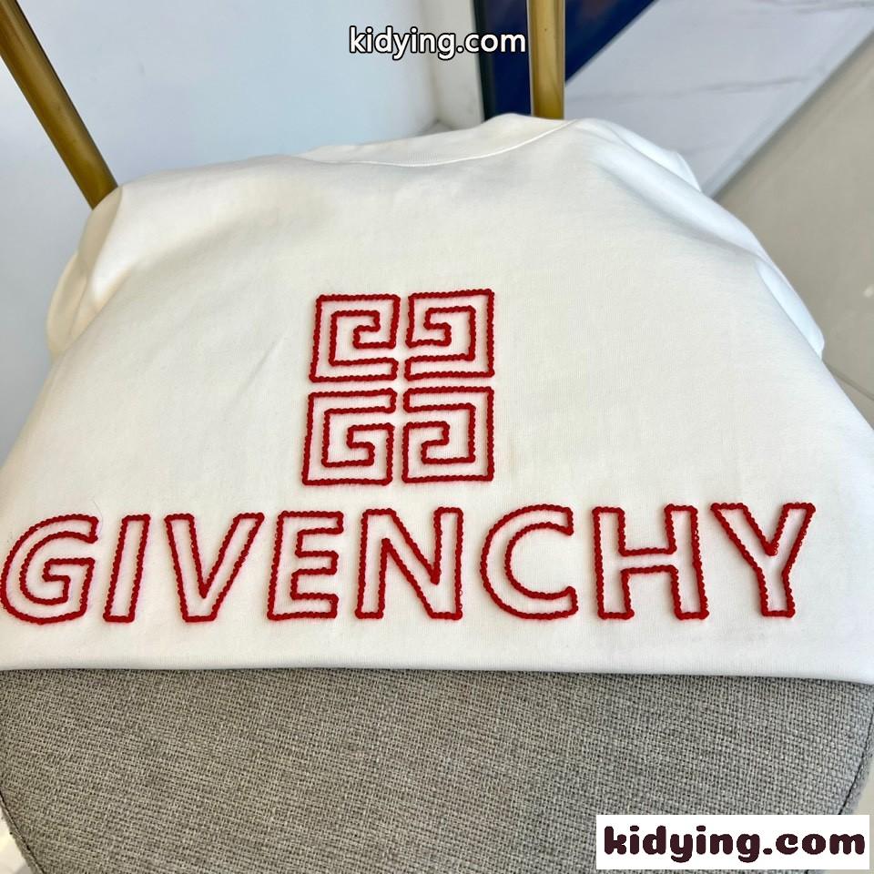 シンプル ロゴ 刺繍入り 半袖Tシャツ ジバンシィ Tシャツ 偽物 ホワイト-1
