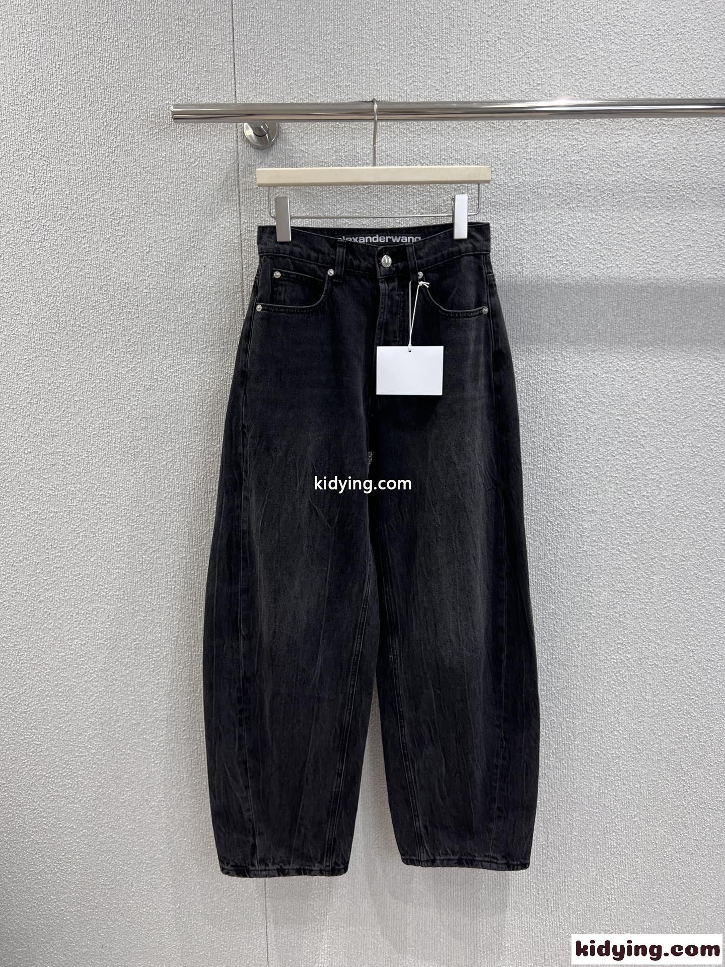 トレンド バレルレッグデニムパンツ アレキサンダーワング ジーンズ コピー ブラック-1