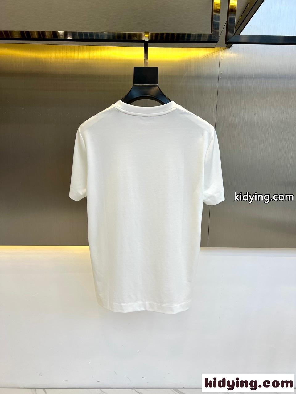 シンプル ロゴ エルメネジルド・ゼニア 半袖Tシャツ コピー クルーネック ホワイト-0