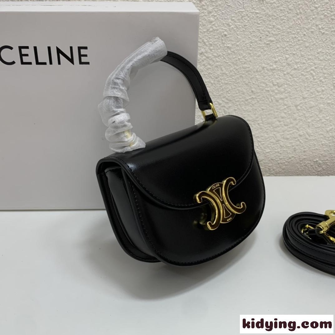 新作&ミニ ブザス トリオンフ カーフスキン セリーヌ バッグ コピー ショルダーバッグ ブラック-1