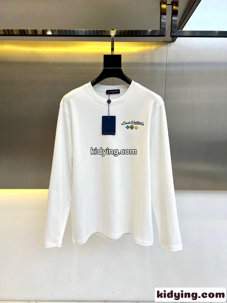 ベーシック 合わせやすい ルイヴィトン Tシャツ コピー 快適 長袖Tシャツ ホワイト-0