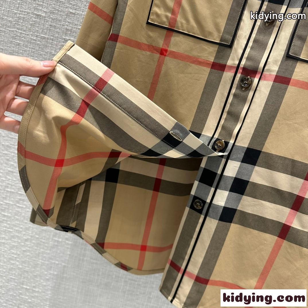 ヴィンテージ チェック コットン バーバリー シャツ コピー ロングスリーブ-3