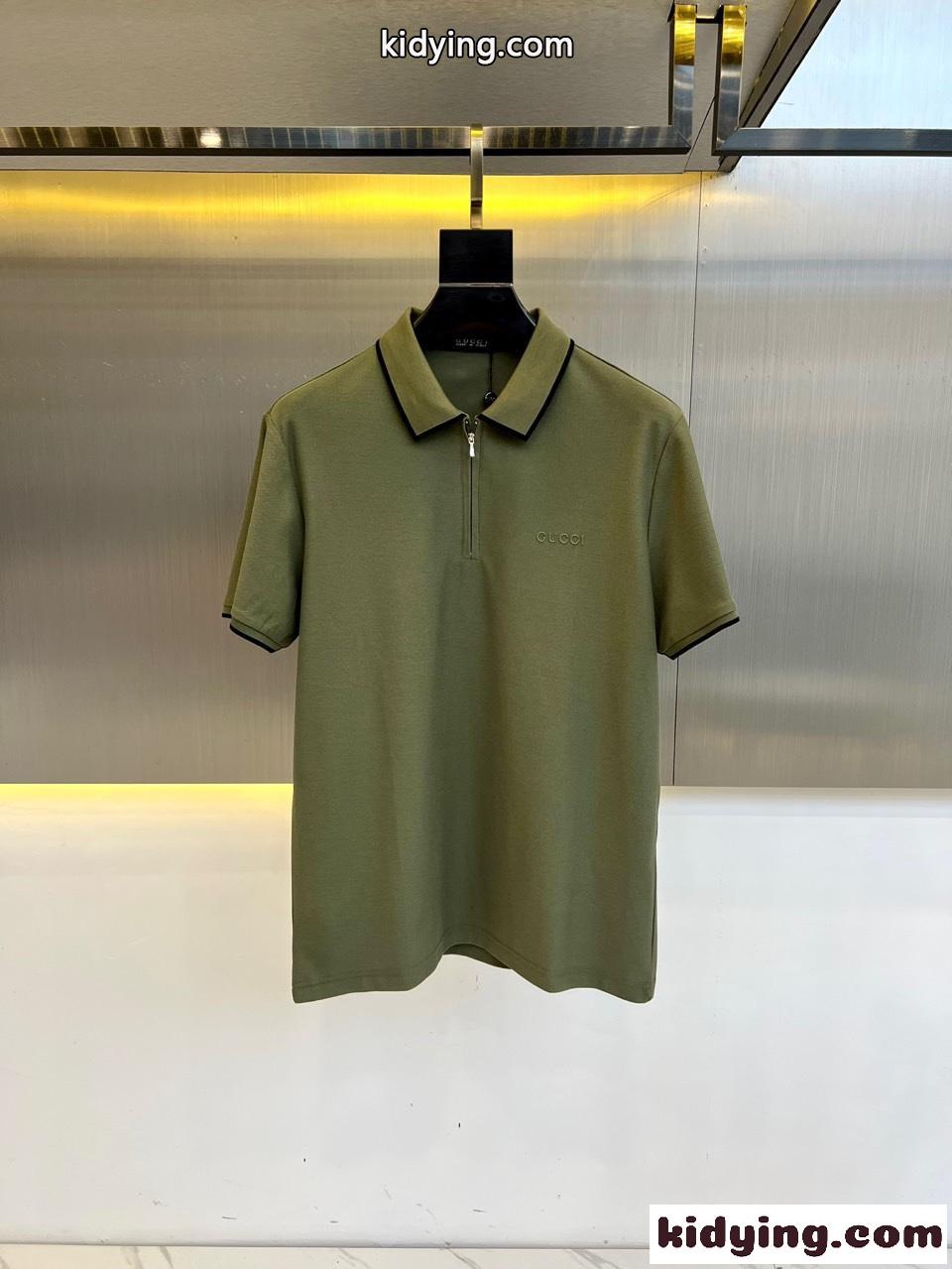 コットンピケ ハーフジップ ポロシャツ グッチ Tシャツ コピー グリーン-0