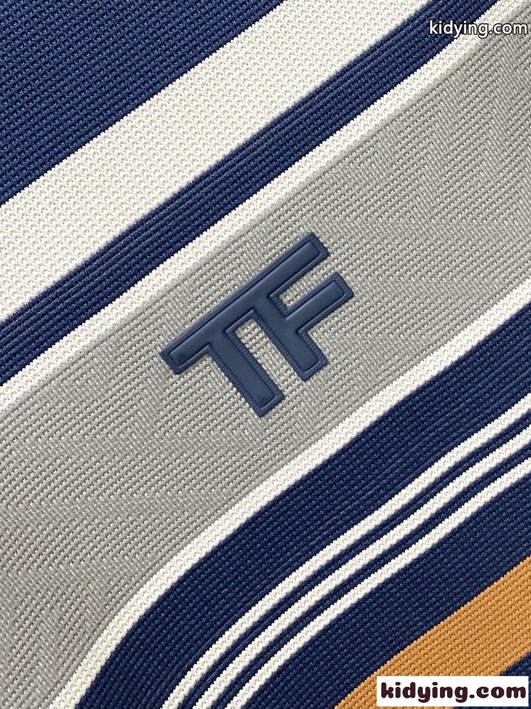カジュアル おしゃれ 半袖ポロシャツ トムフォード Tシャツ 偽物 コットン ブルー-2