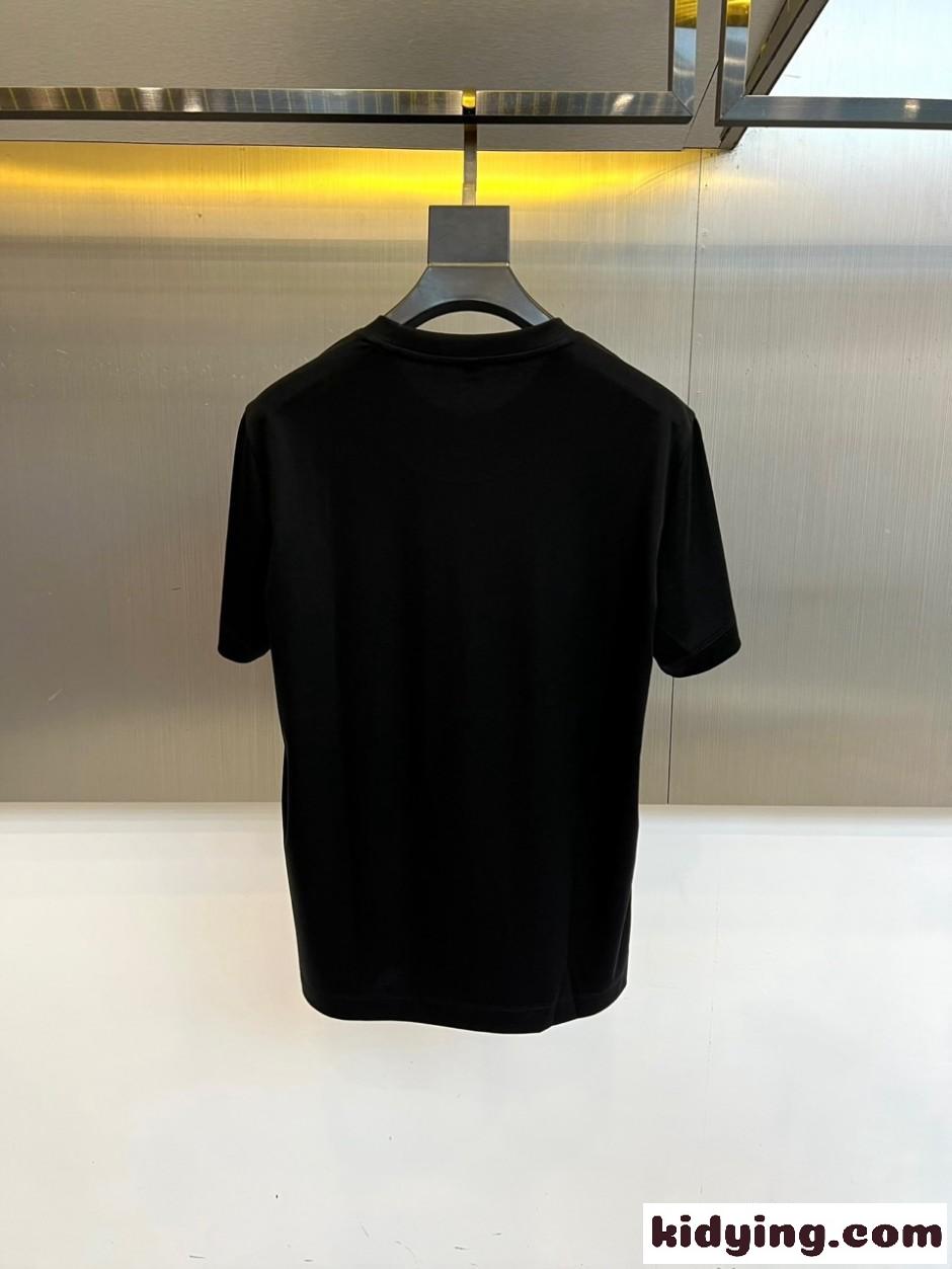 カジュアル ロゴ 半袖Tシャツ バーバリー Tシャツ 偽物 コットン ブラック-4