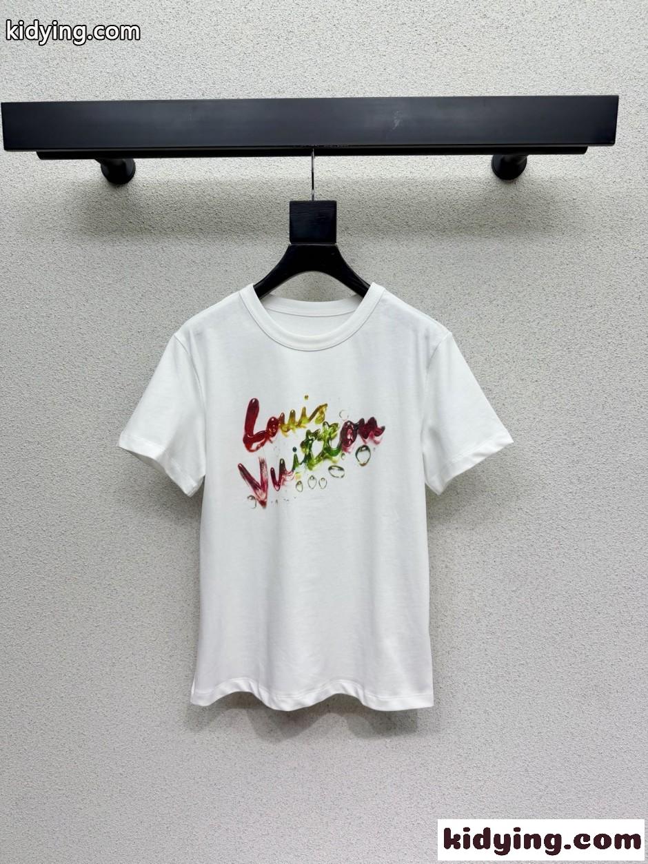 キャンディ シグネチャーTシャツ ルイ・ヴィトン Tシャツ コピー コットン-2