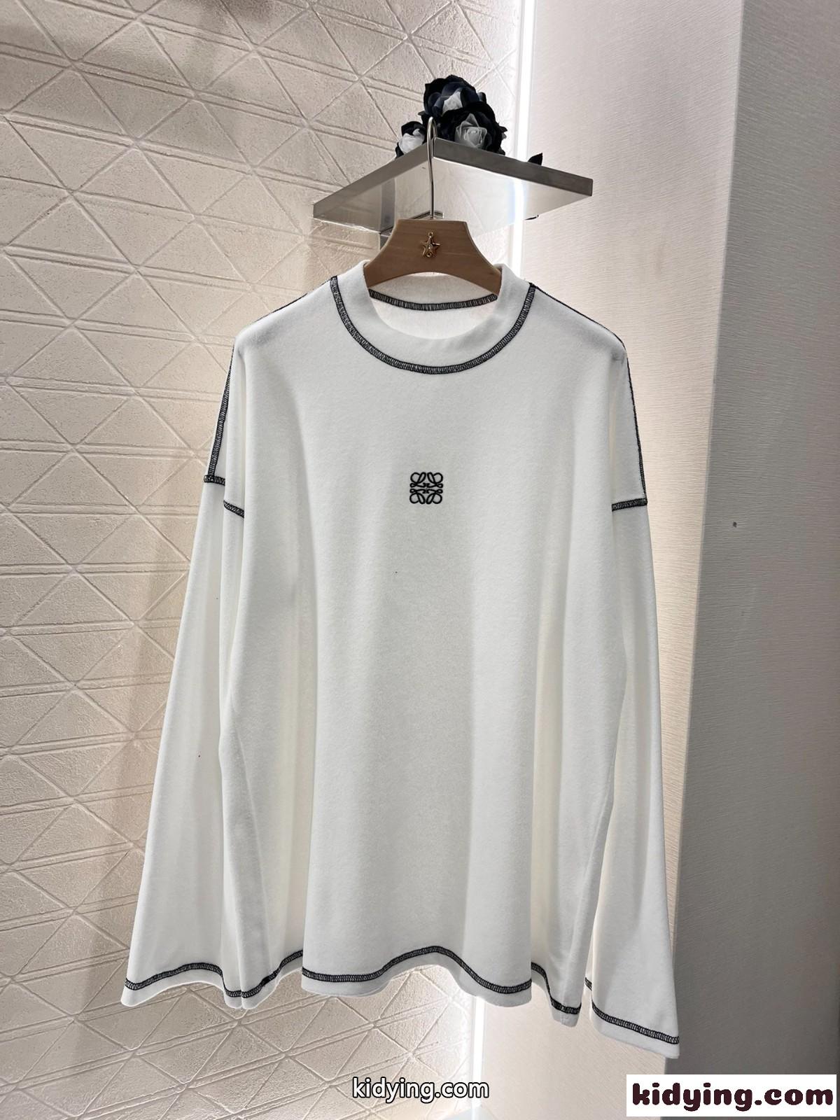 カジュアル リラックスフィット 長袖Tシャツ ロエベ Tシャツ コピー ホワイト-1