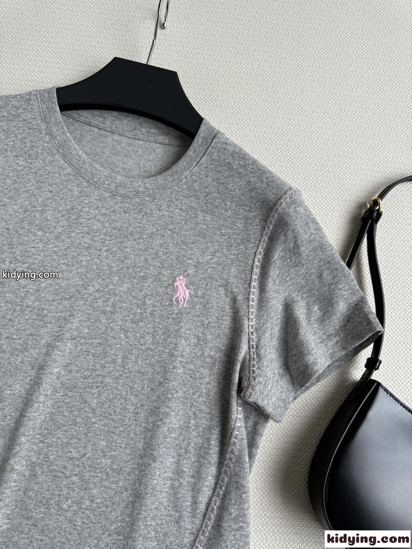 おしゃれ クルーネック 半袖Tシャツ ラルフローレン Tシャツ コピー グレー-2
