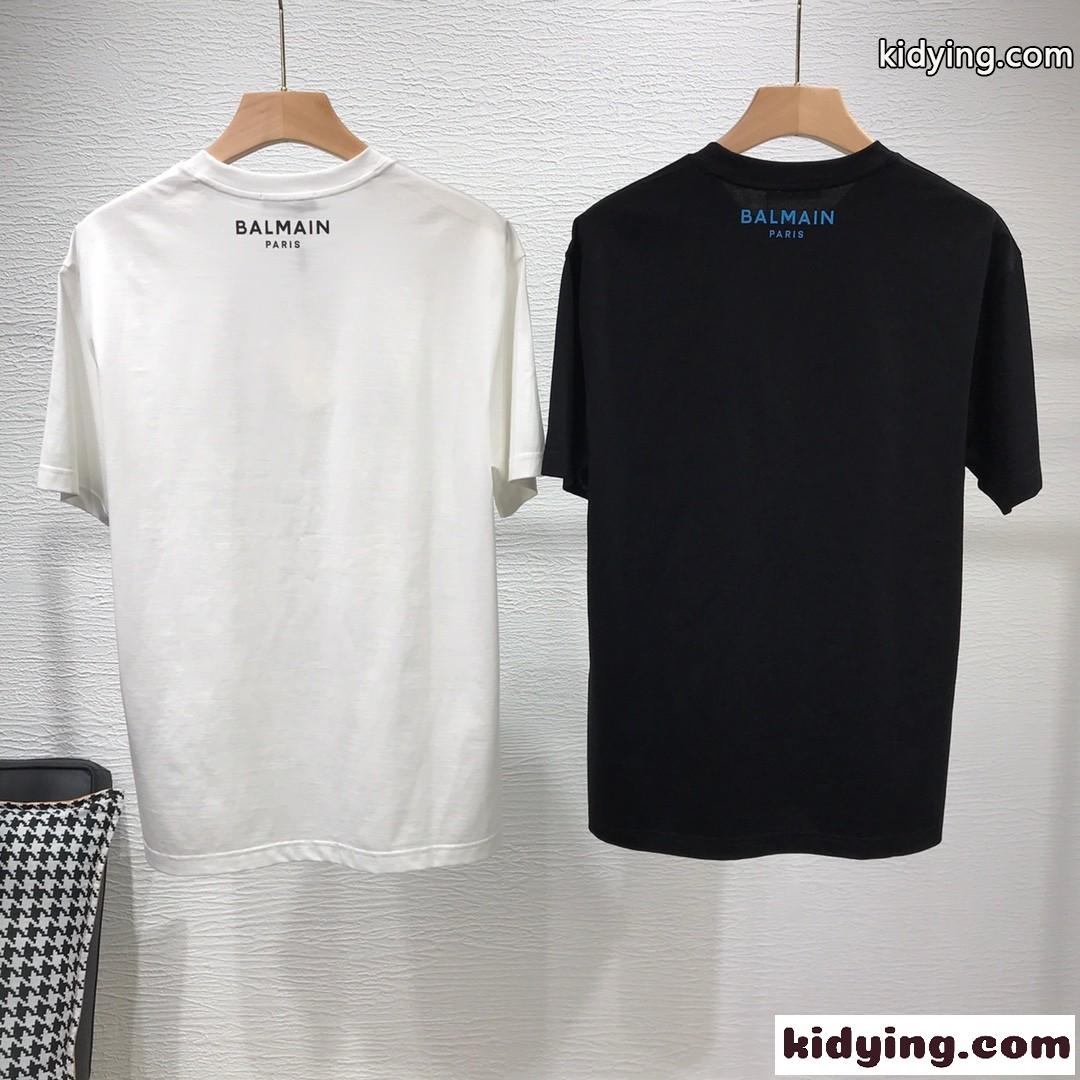 バルマン Tシャツ コピー 半袖 シンプル 合わせやすい クルーネック コットン-2