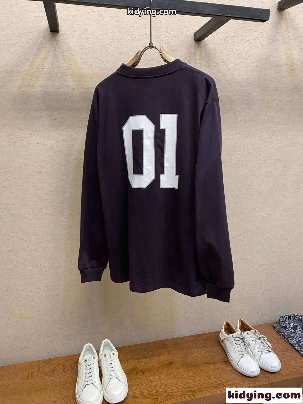 お洒落 カジュアル コットンジャージ 長袖Tシャツ バレンシアガ Tシャツ コピー パープル-1