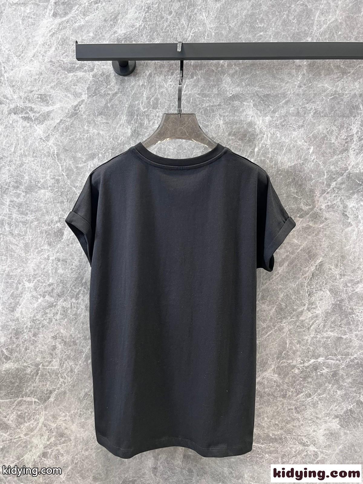 Balmain シグネチャー ペイズリー Tシャツ バルマン 半袖Tシャツ コピー レディース グレー-1