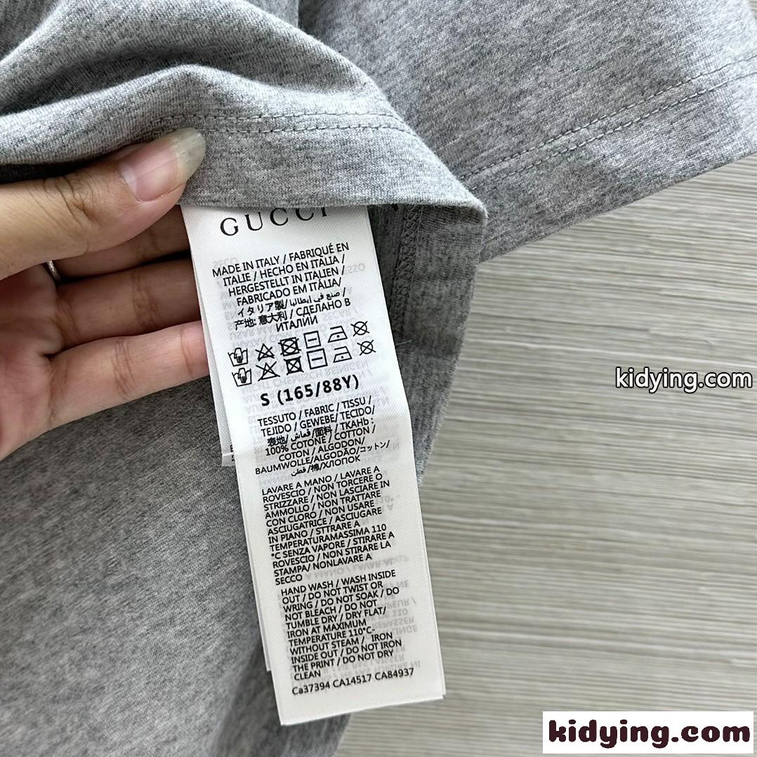 ベーシック クルーネック 半袖Tシャツ グッチ Tシャツ コピー コットン グレー-3