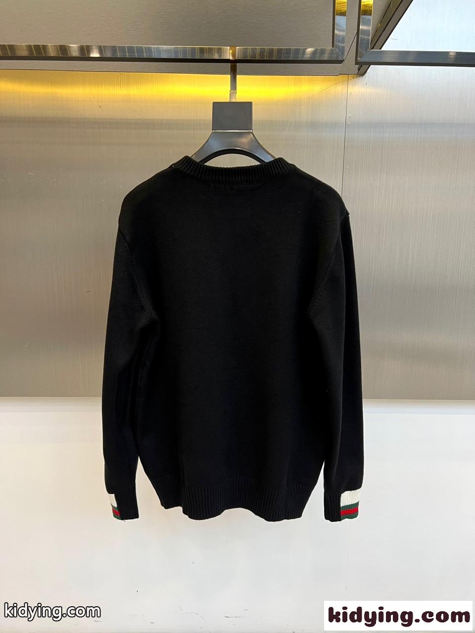 定番 合わせやすい グッチ セーター 偽物 クルーネックニット トップス ブラック-4
