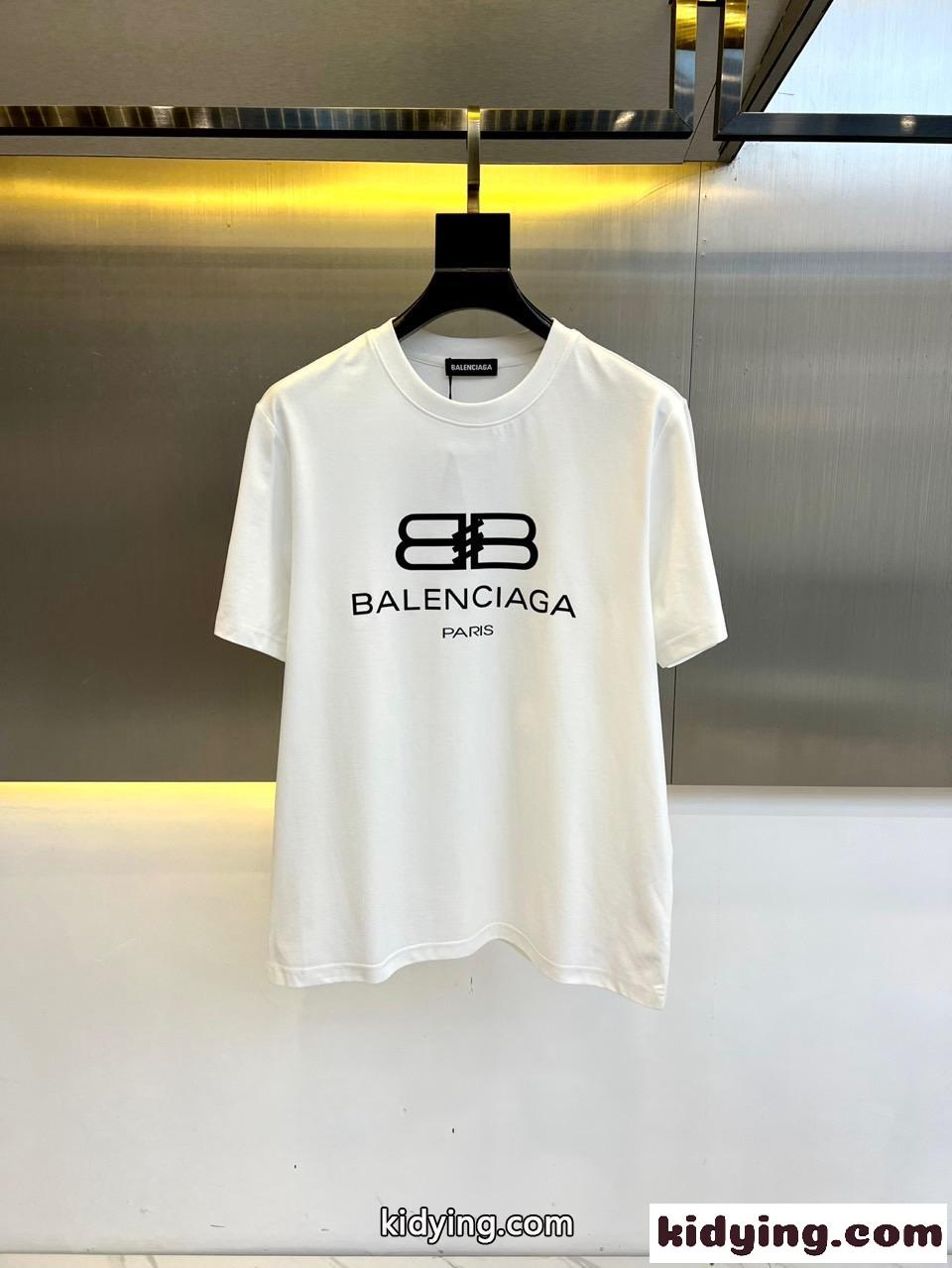 カジュアル ロゴプリント 半袖Tシャツ バレンシアガ Tシャツ コピー コットン ホワイト-0