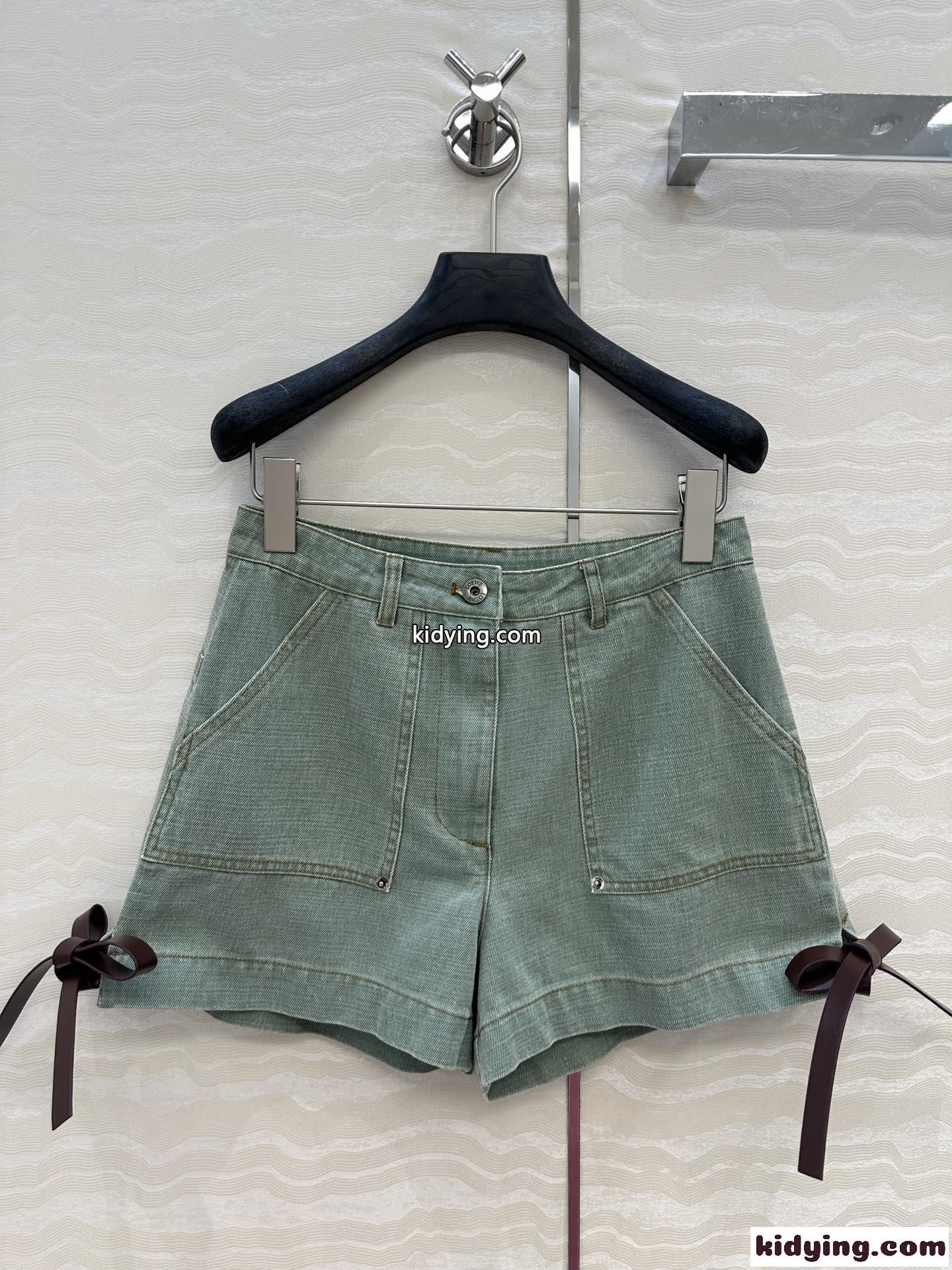 ワークウェア デニムショートパンツ ロエベ パンツ コピー レディース-0