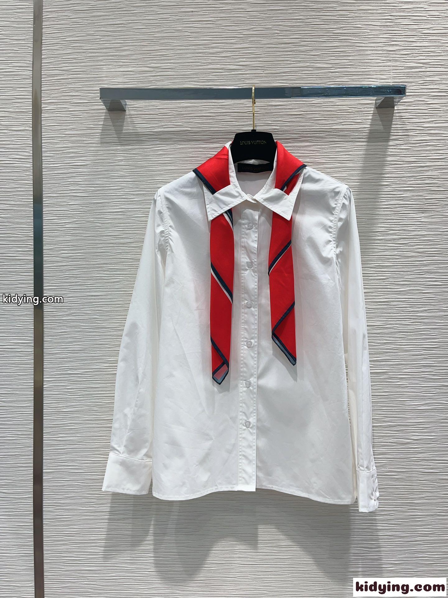 トリコロール モノグラム スカーフシャツ ルイヴィトン シャツ コピー ホワイト-0