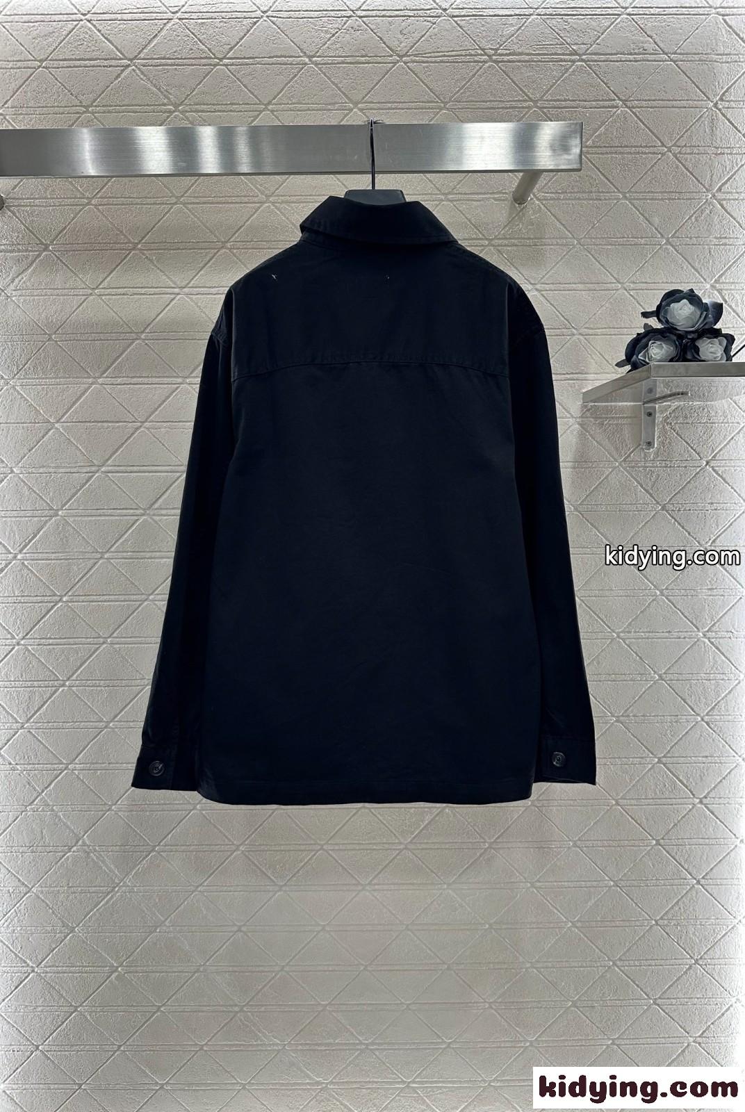 カジュアル YSL 刺繍入り オーバーシャツ イヴ・サンローラン シャツ 偽物 ブラック-2