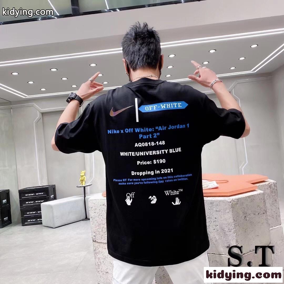 Off-White X Nike コットン 快適 カジュアル ストリート系 オフホワイト tシャツ コピー 春夏 半袖 トップス-4