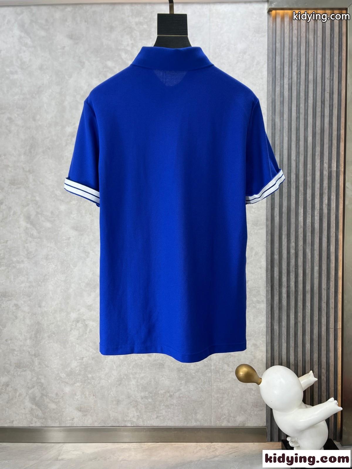 カジュアル コットン ポロシャツ バーバリー 半袖Tシャツ コピー ブルー-1