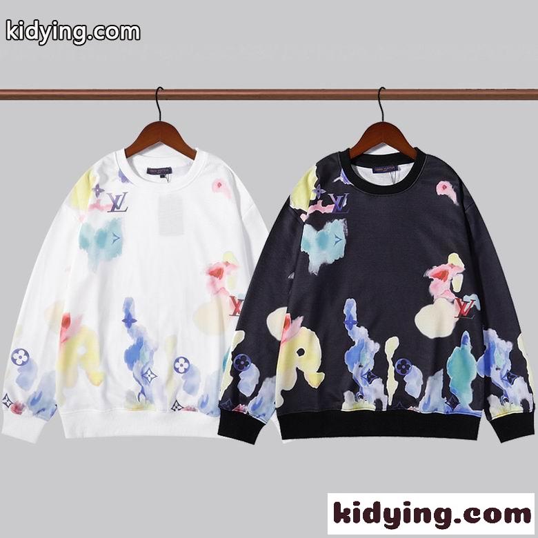 レディース メンズ プリント クールネック プルオーバー ゆったり ルイ・ヴィトン パーカー コピー 長袖Tシャツ-0