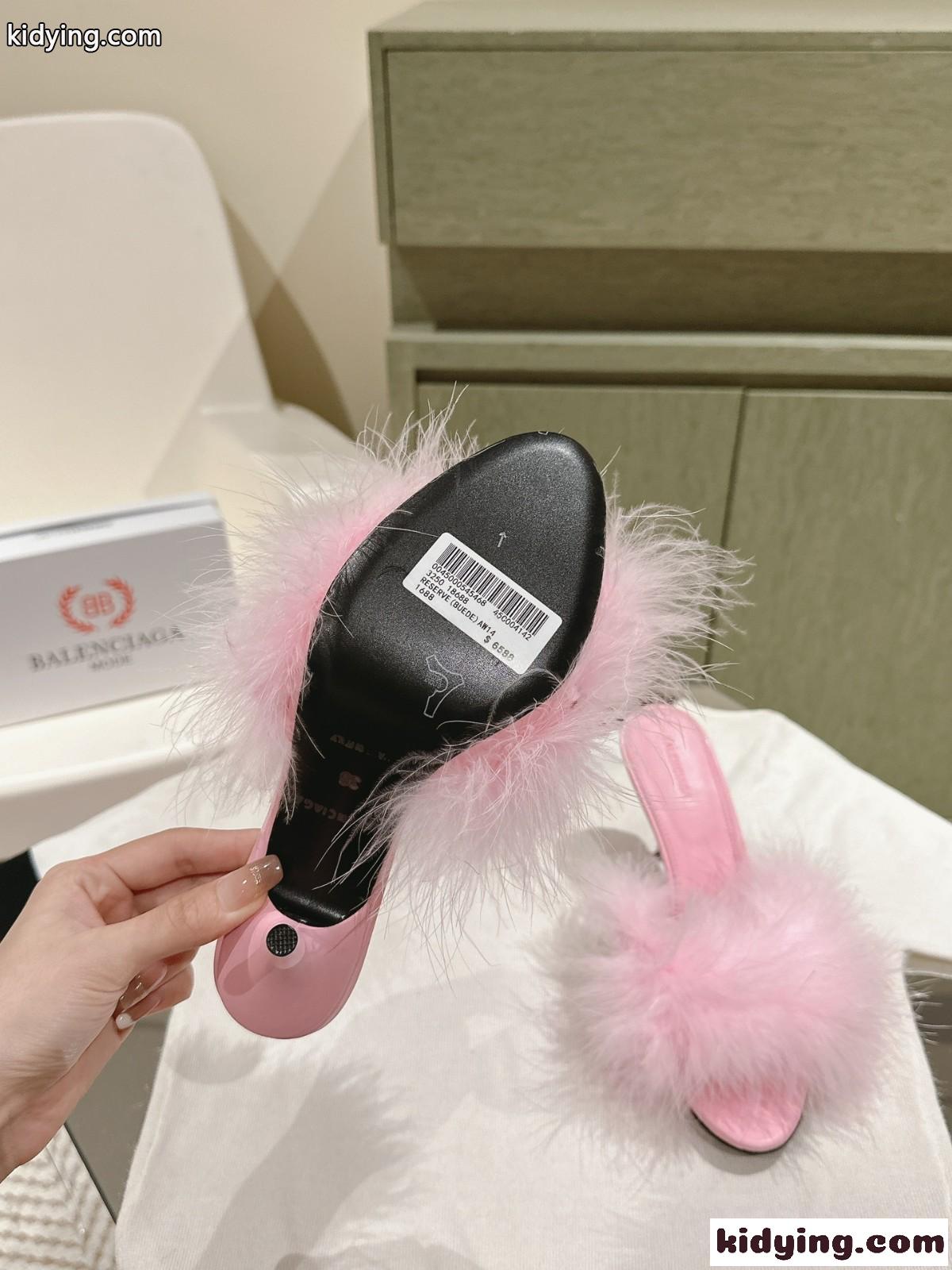 フェザー BOUDOIR 8.5cm サンダル バレンシアガ サンダル コピー ピンク-4