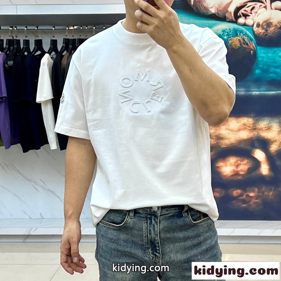 カジュアル クルーネック 半袖Tシャツ モンクレール Tシャツ コピー コットン ホワイト-1