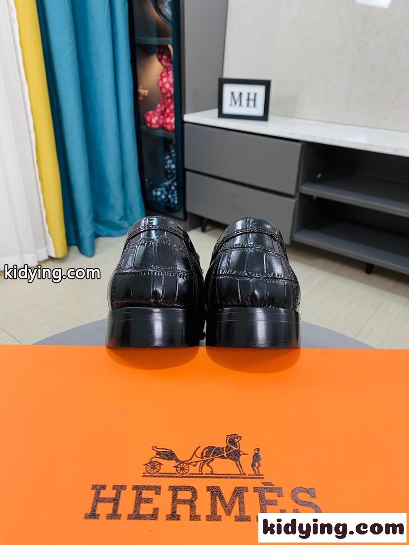 カジュアル おしゃれ メンズ 洗練された 上品 エルメス ローファー コピー ビジネスジューズ 革靴-3