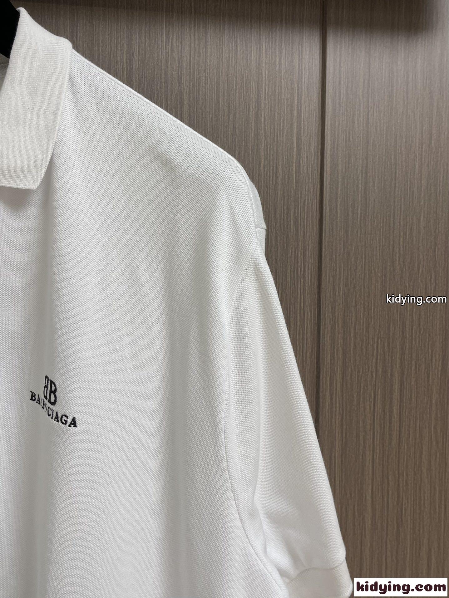 オーバーサイズ コットンピケ 半袖ポロシャツ バレンシアガ Tシャツ コピー ホワイト-4