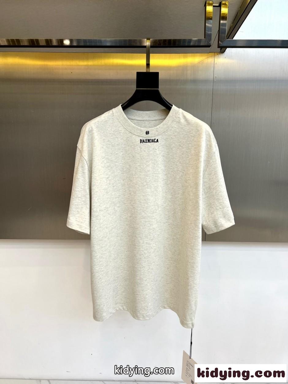 ミニロゴ オーバーサイズ 半袖Tシャツ バレンシアガ Tシャツ 偽物 ライトグレー-0