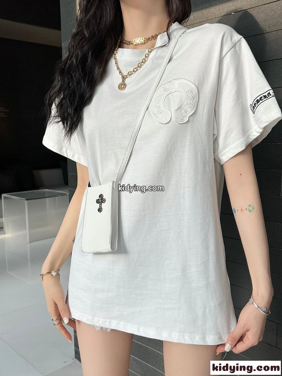 人気 シンプル ロゴ ゆったり クロムハーツ tシャツ コピー 柔らかい 着心地いい カジュアル おしゃれ トップス-4