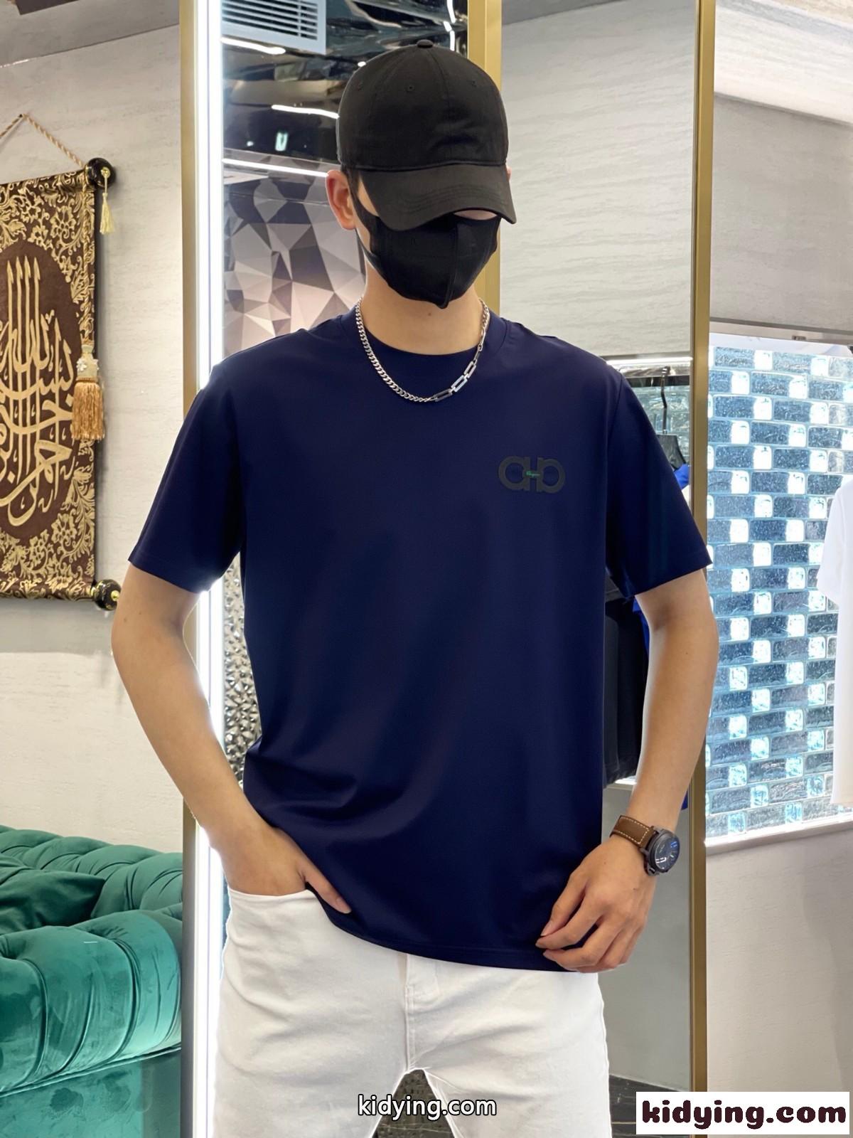 シンプル 合わせやすい サルヴァトーレ・フェラガモ Tシャツ コピー ロゴ クルーネック 半袖Tシャツ-4