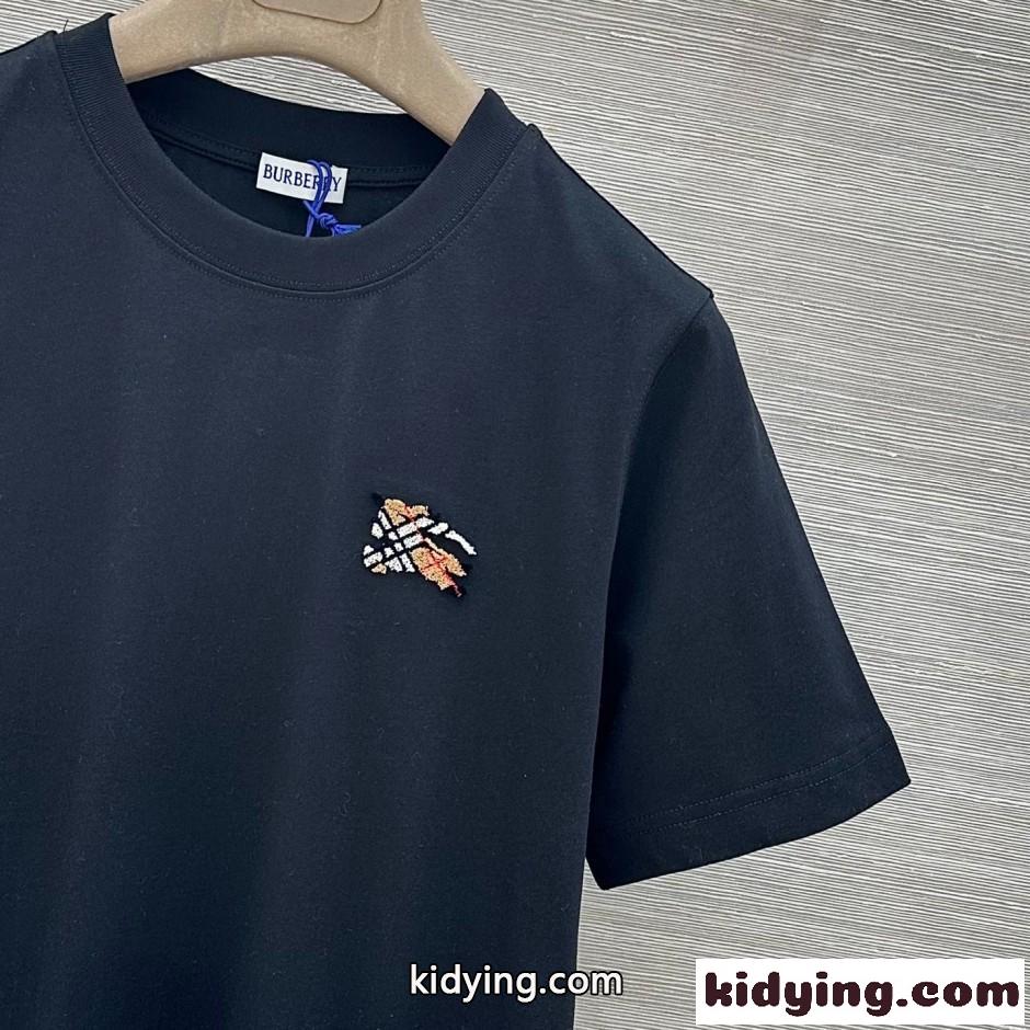 ナイトチェック コットンTシャツ バーバリー Tシャツ 偽物 ブラック-1