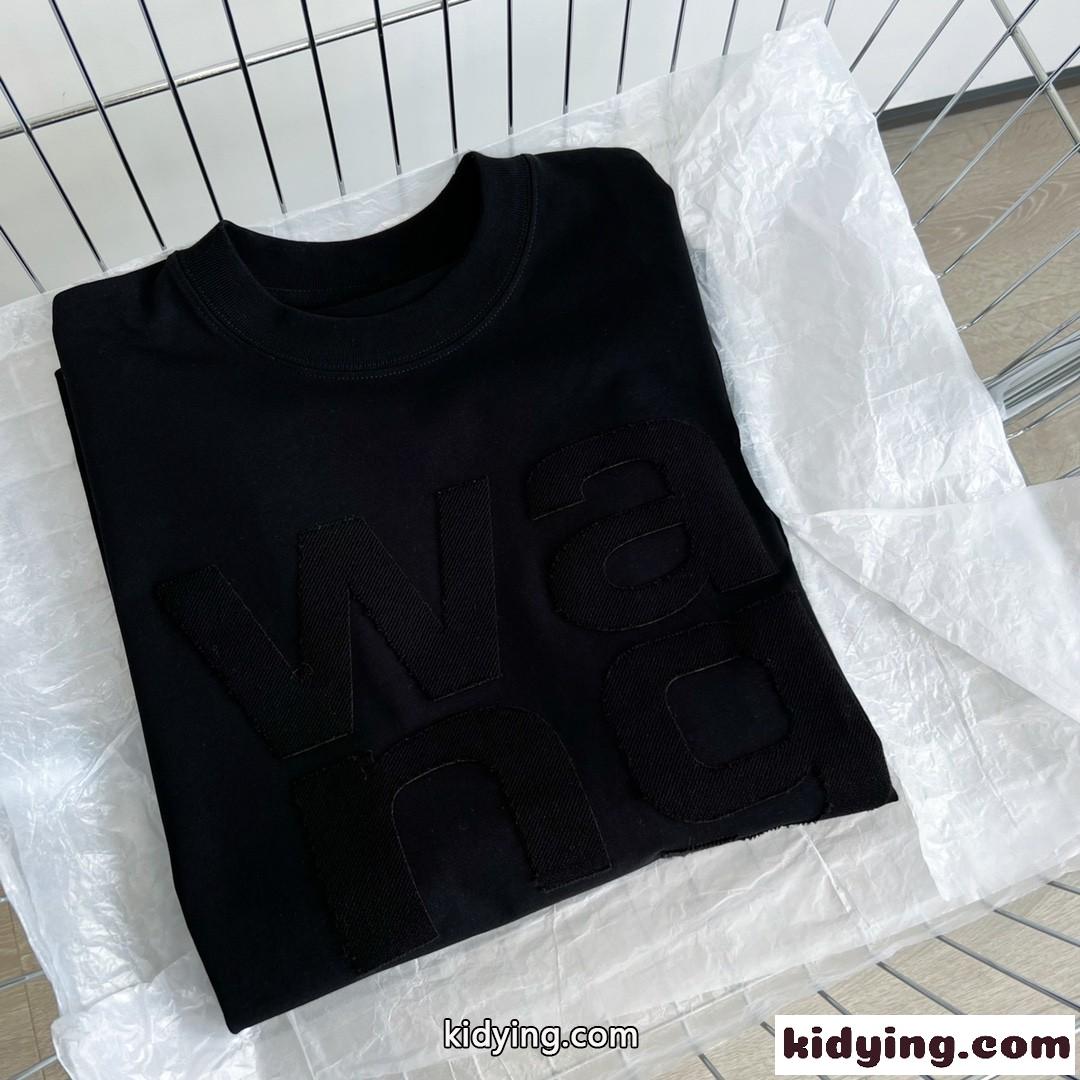 流行り おしゃれ カジュアル アレキサンダーワング Tシャツ コピー ゆったり 体型カバー ロゴ クルーネック-3