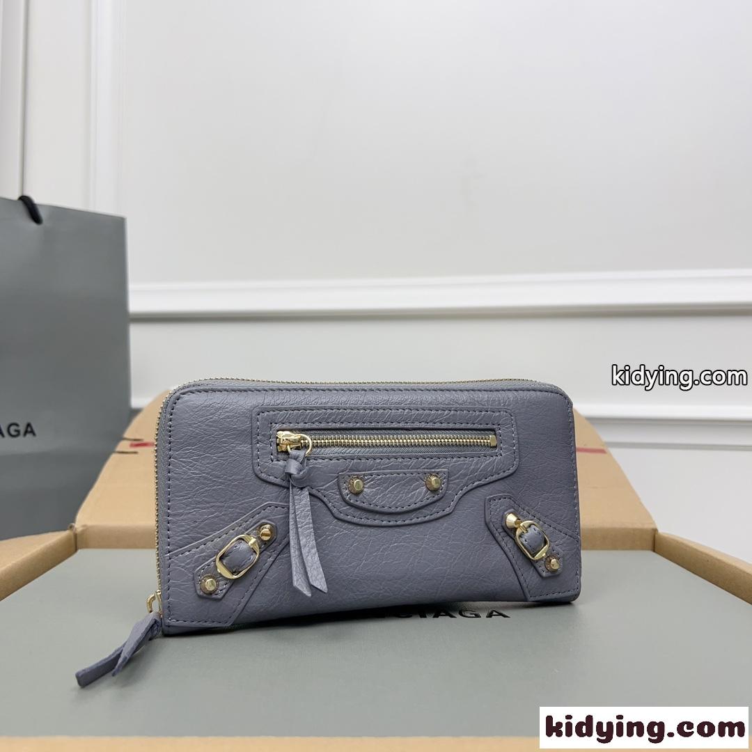 クラシック ラウンドファスナー 長財布 バレンシアガ 財布 コピー グレー-0