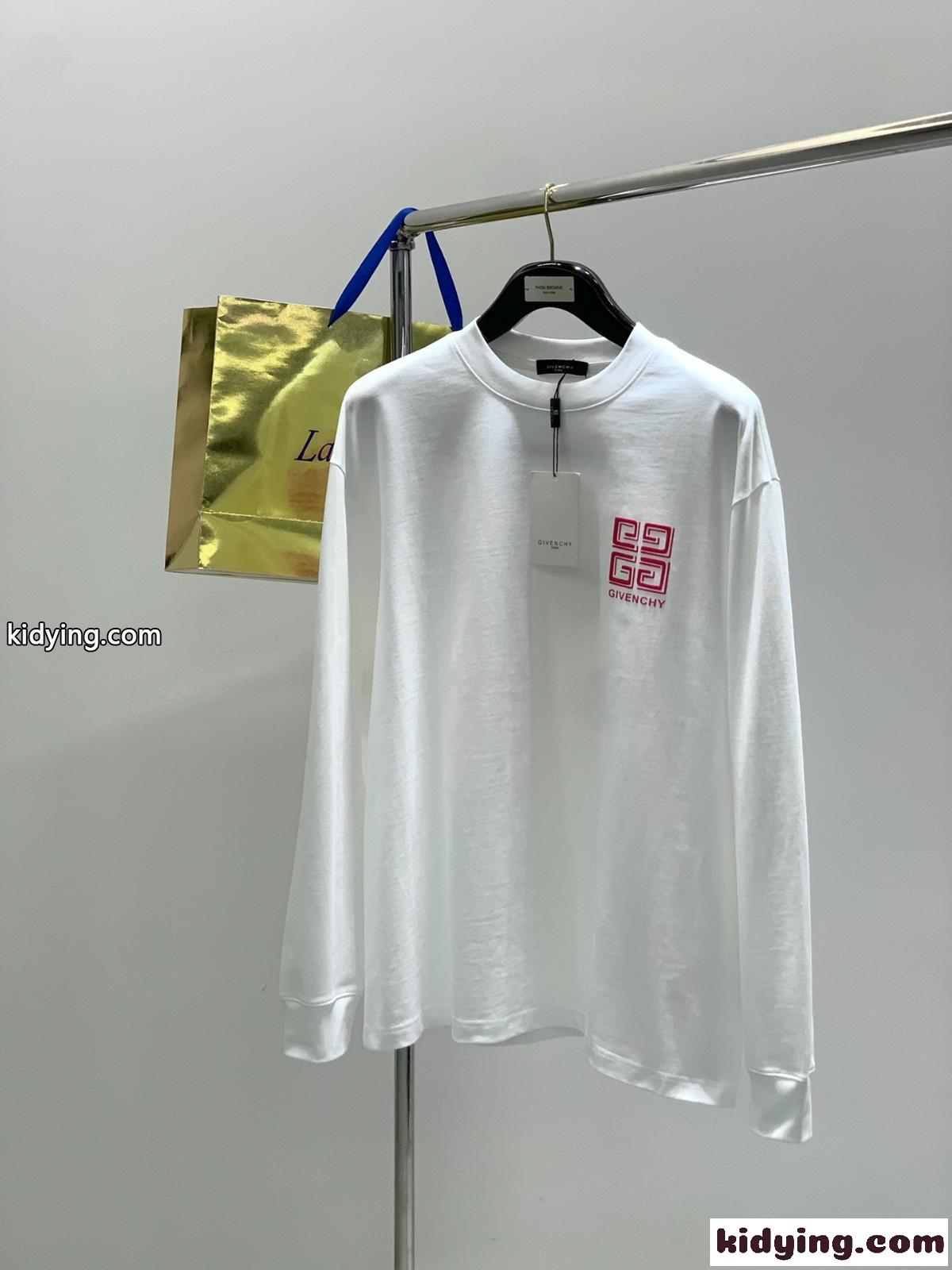 カジュアル 定番 ロゴ 長袖tシャツ ジバンシィ Tシャツ コピー クルーネック ホワイト-1