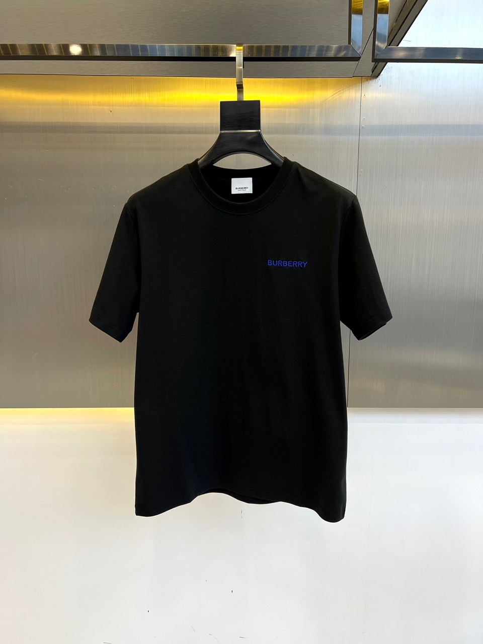 カジュアル ロゴ刺繍 クルーネック バーバリー 半袖Tシャツ コピー ブラック-0