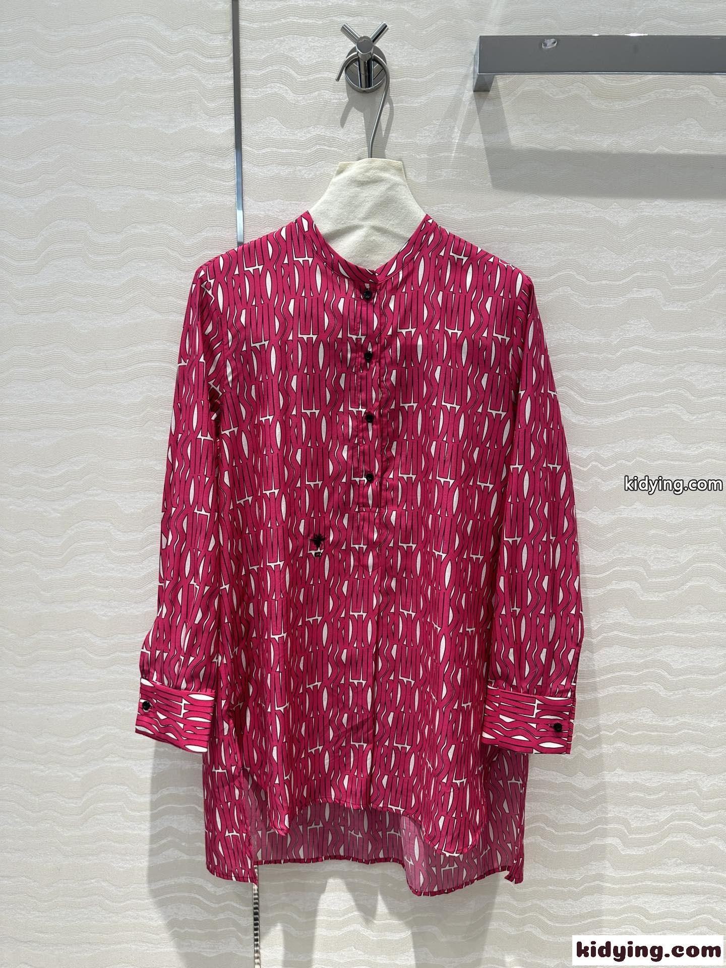 Miss Dior Allover コットン＆シルクブラウス クリスチャン・ディオール シャツ コピー ピンク-1