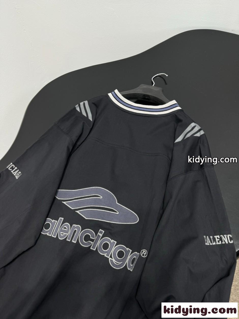 Vネック オーバーサイズ ロングTシャツ バレンシアガ Tシャツ コピー ブラック-3