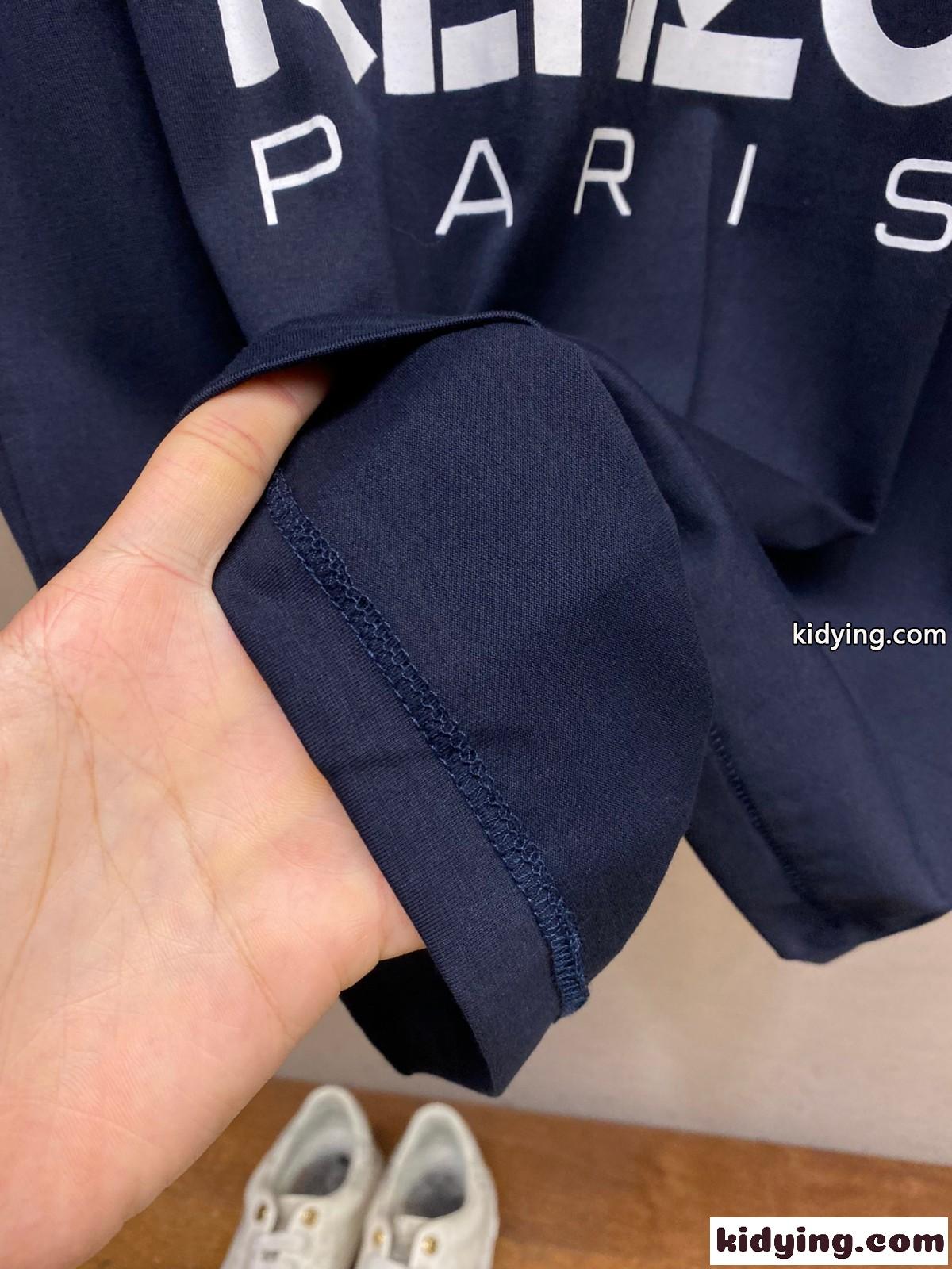 ユニセックス 快適 コットン 半袖Tシャツ ケンゾー Tシャツ コピー クルーネック ブルー-4