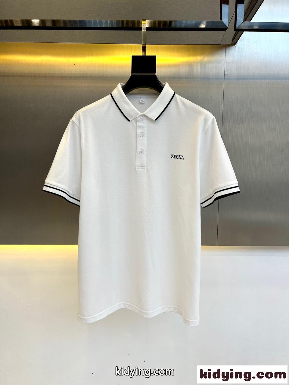 カジュアル コットン 半袖ポロシャツ エルメネジルド・ゼニア Tシャツ コピー ホワイト-0