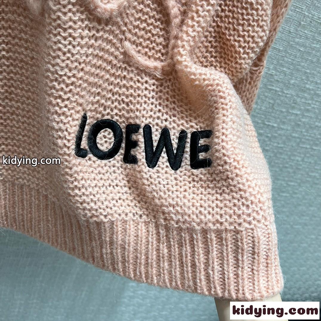 モヘア アナグラム クルーネック ロエベ セーター コピー ロゴ 刺繍 ゆったり ニット-3
