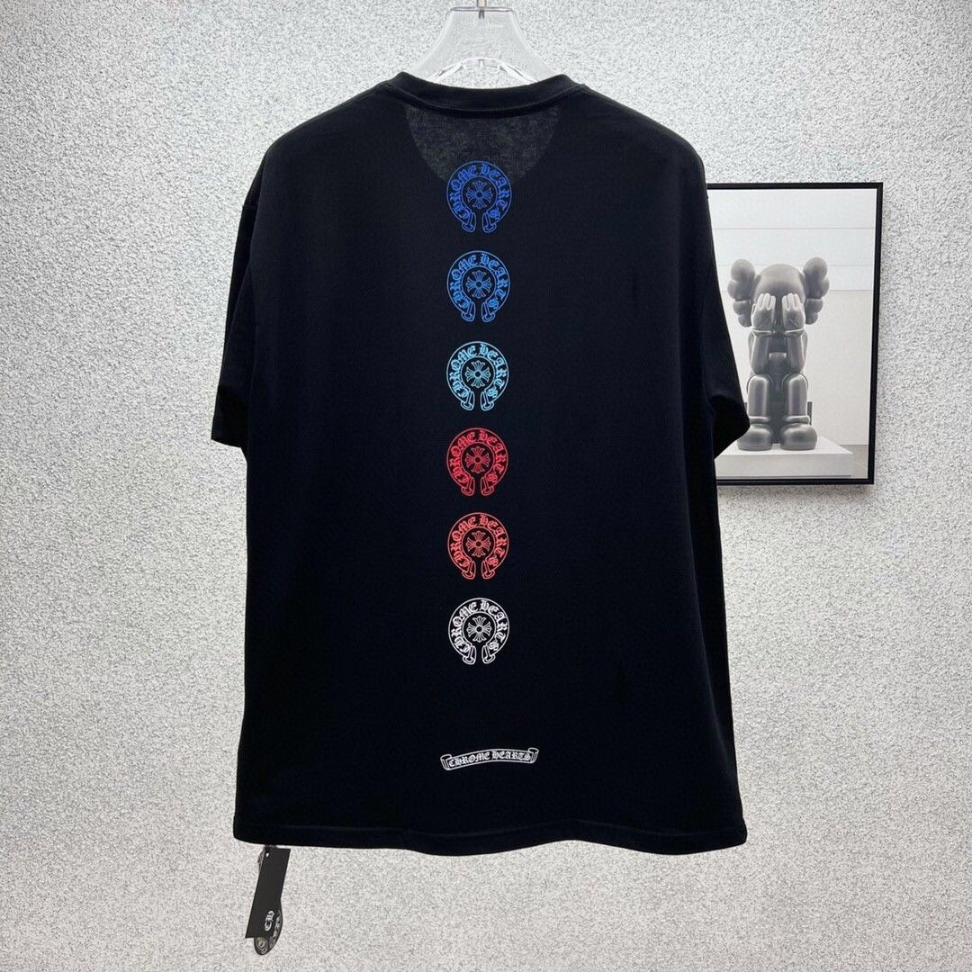 カジュアル ロゴ プリント クロムハーツ Tシャツ コピー クルーネック コットン-3