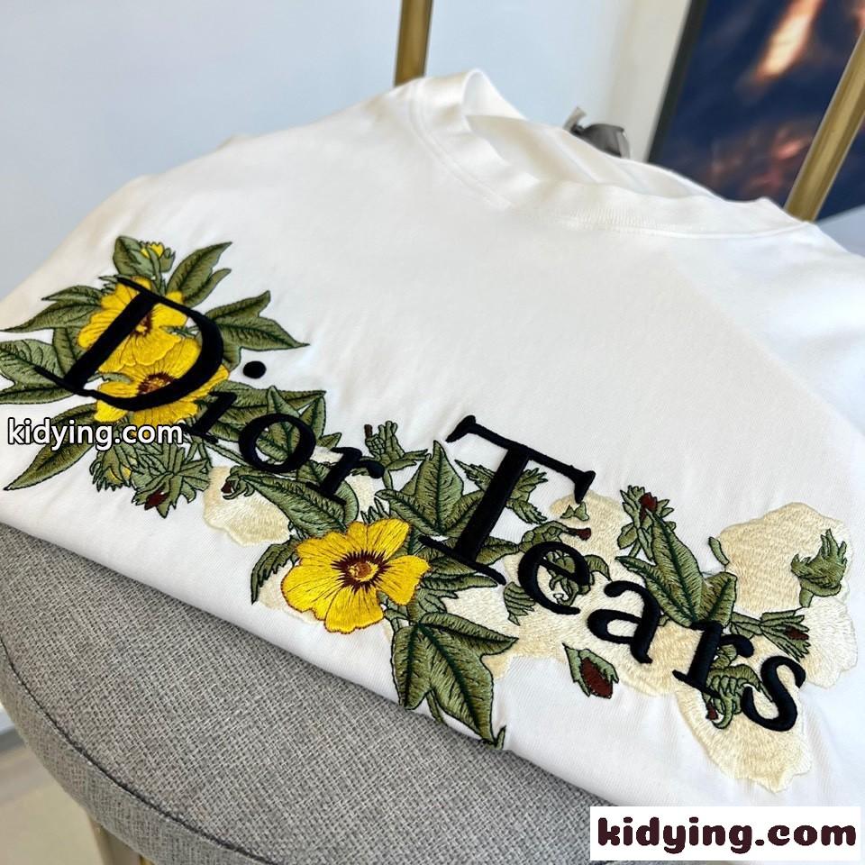 春夏 定番 刺繍 クリスチャン・ディオール Tシャツ コピー クルーネック ユニセックス-3