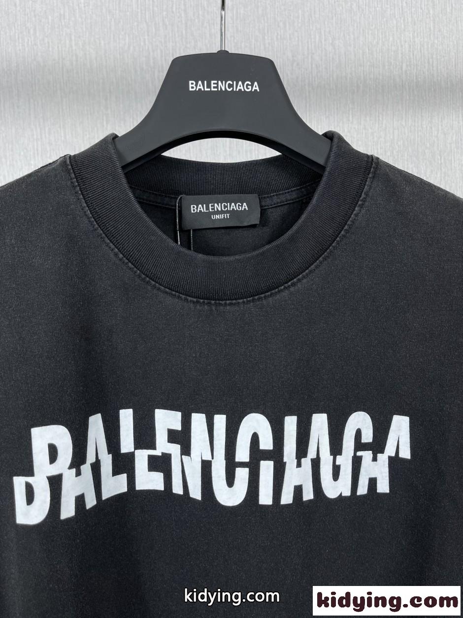 ロゴ入り ユニセックス 半袖Tシャツ バレンシアガ Tシャツ コピー オーバーサイズ-2