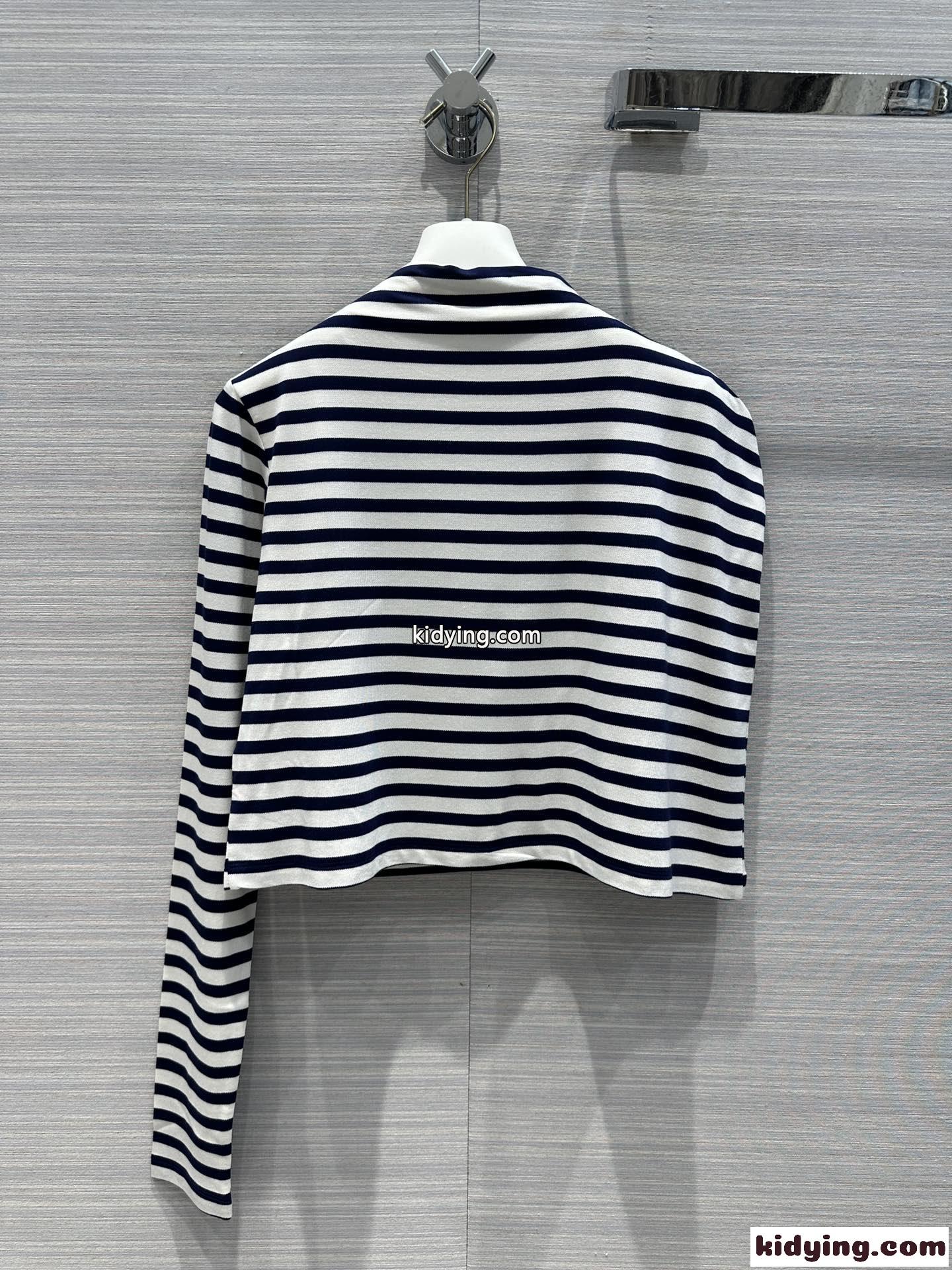 人気 おしゃれ ケープ トップス ロエベ Tシャツ コピー ストライプ-4