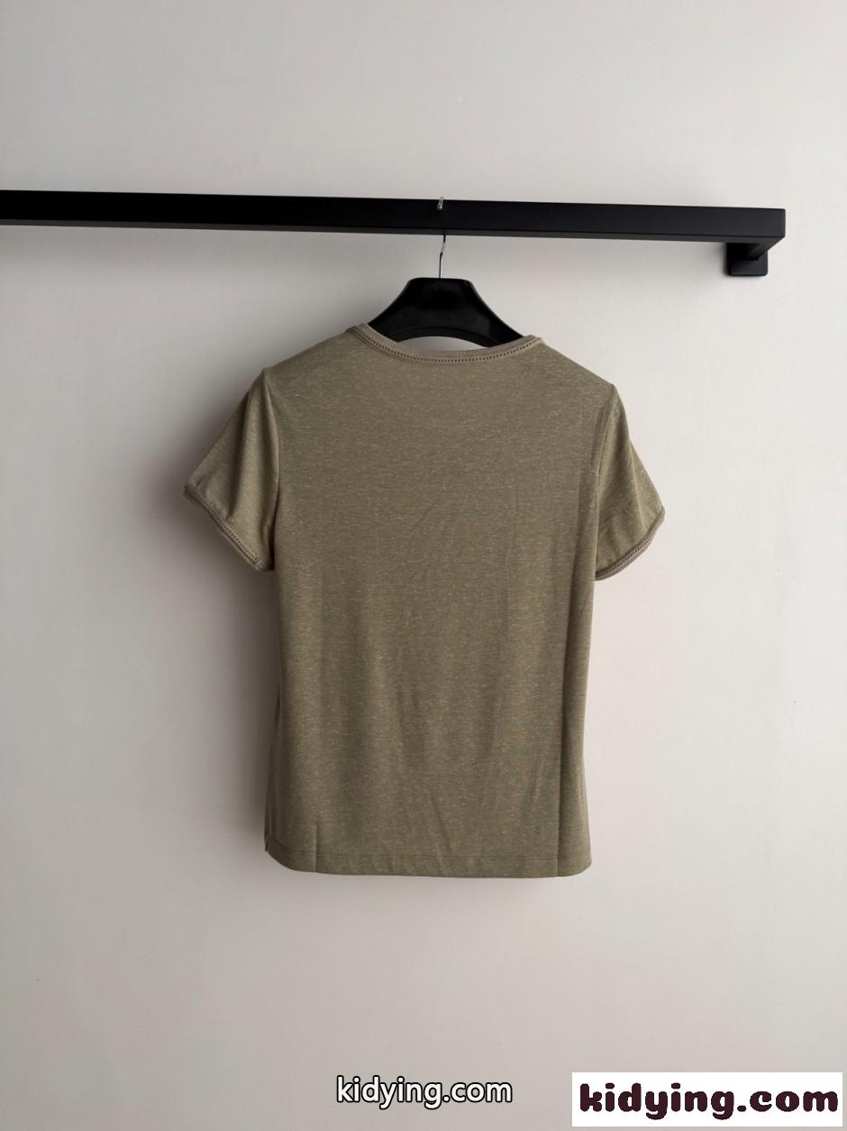 コットンリネン 半袖Tシャツ セリーヌ Tシャツ コピー グリーン-1