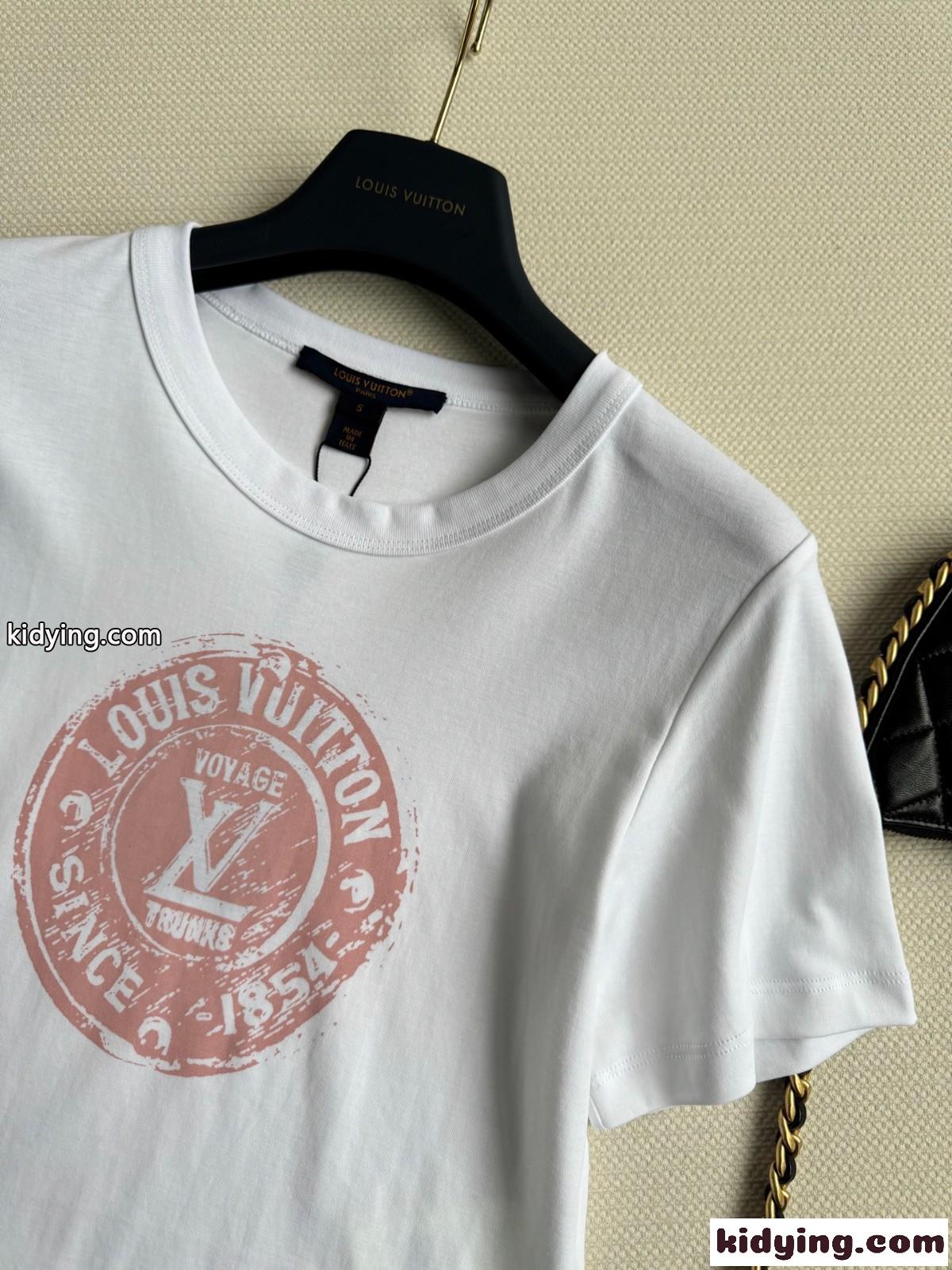 LVスタンプ クロップトップ ルイ・ヴィトン Tシャツ コピーレディース トップス-2