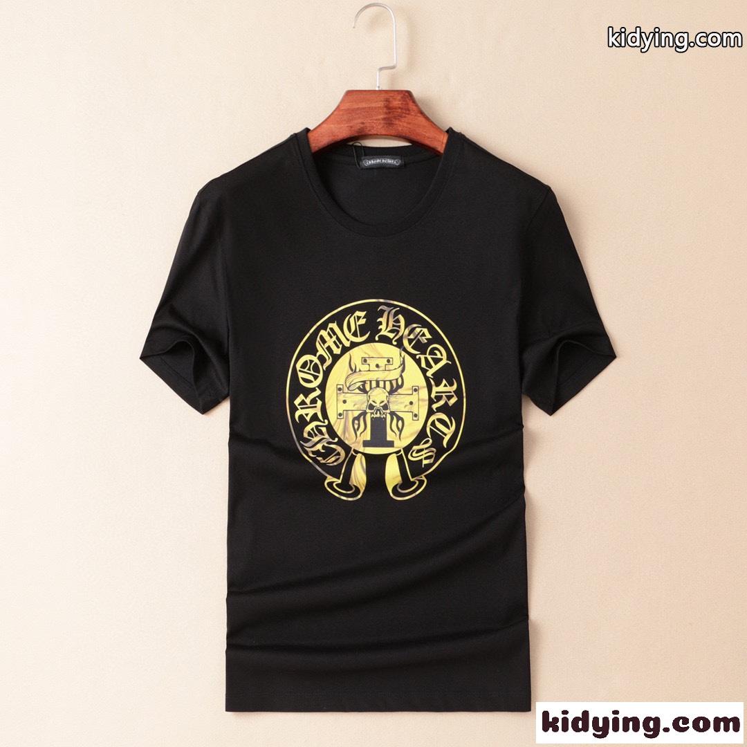 着心地い インパクト ロゴ プリント クルーネック クロムハーツ 半袖Tシャツ コピー カジュアル おしゃれ-1