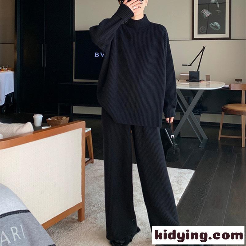 YSL サンローラン セットコピー ニットセット カジュアル 2点セット 高級感 ファッション ブラック-0