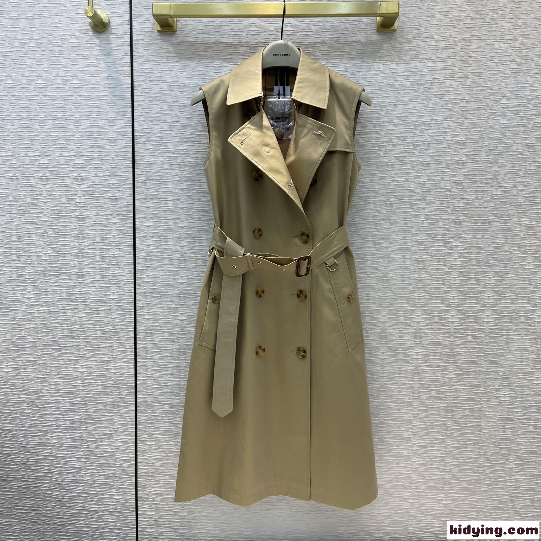 スリーブレス トレンチドレス ダブルブレスト バーバリー ワンピース コピー トレンチコート-3